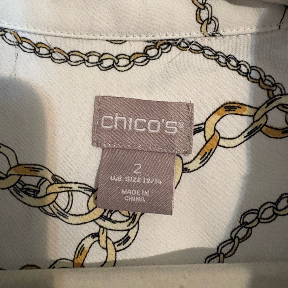 Chico's Chain Pattern Button Down Shirt - Cream A… - image 2
